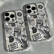 1个金属透明个性化拼图英文文字图案手机壳，兼容 16 Pro Max、17/16/15/14 Plus、13/12/11、Air - 彩色 - 查看 3