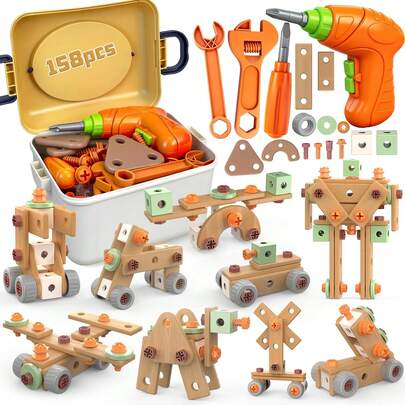 TendenciaJuguete Herramientas Niño Kit Taladro Infantil 158pcsCalidad premium