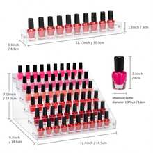 6-Tier Nail Polish Organizer Rack Acrylic Display Stand Holder For Nail Paint Tattoo Ink Ential Oil Sunglasses Storage For Salon Vanity Table Home Decor Holds 72 Bottles, Nail Supplies, Makeup, - 無色 - 查看 2