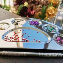 2pcs Professional Stainless Steel Makeup Palette Cosmetic Palette With Spatula Tool For Nail Art Eye Shadow Eyelash Makeup Professional Pigment Blending, Cosmetic Mixing Makeup Palette Spatula Makeup Artist Tool, Beauty Salon Color Cream Mixing Palette With A Spatula Makeup Nail Art Palette - Silver - View 10