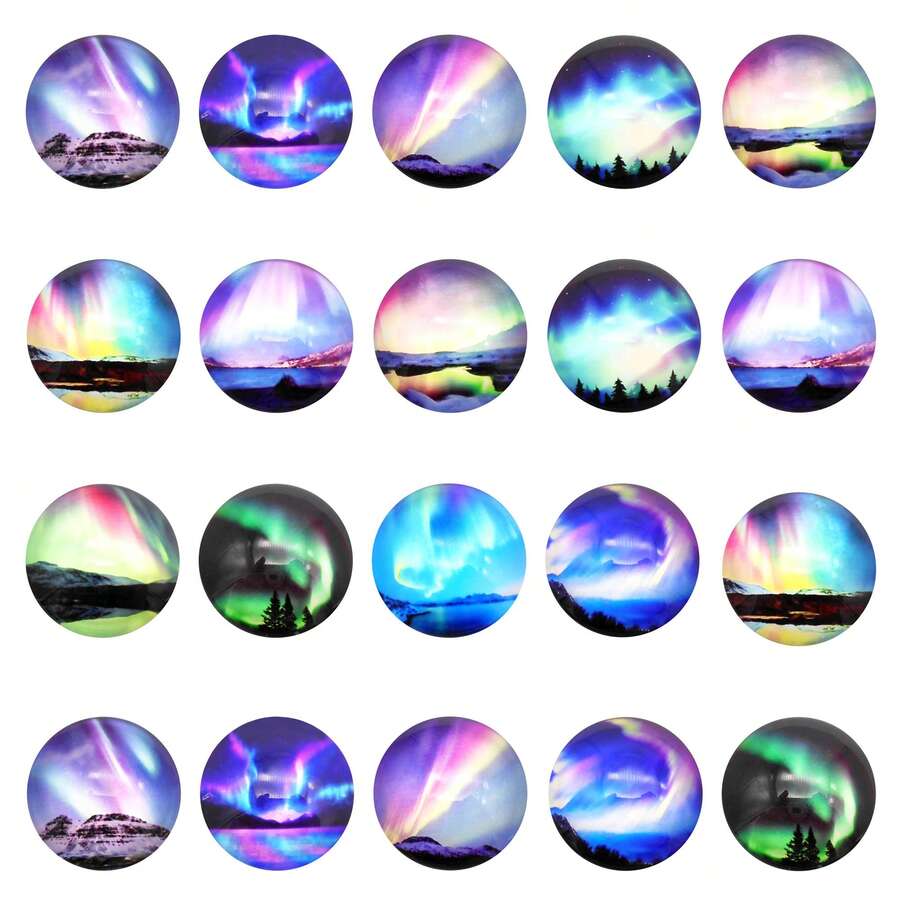 30pcs Aurora Pattern Glass Cabochons, Suitable For Jewelry Making, DIY Pendant, Bracelet, Keychain And More - Mixed - View 1