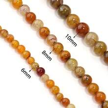 1 String Natural Faceted Amber Aquamarine Agate And Tourmaline Beads For Jewelry Making - Amber-colored Dragon-patterned Agate - View 6