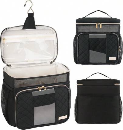 Portable Shower Caddy (Full Size Bottle Compatible),Travel Shower Tote Bag With Quick Dry Mesh Base,Hanging Toiletry Cosmetic Bag For Gym,College,Camping & Dorm,