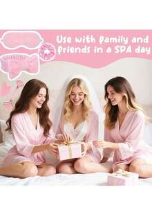 5-Piece SPA Sleepover Party Gift Set - Includes 1 Sleep Mask, 1 Headband, 1 Face Massager, 1 Massage Stick, 1 Scrunchie, And 1 Mesh Bag. Ideal For Bachelorette Parties, Baby Showers, Birthdays, Valentine's Day, Weddings, Afternoon Tea Parties, Anniversaries, And Other Celebrations. - Multicolor - View 5