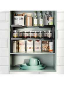 Expandable Bamboo Spice Rack Organizer For Cabinet - Stackable Shelves For Kitchen Seasoning & Pantry Storage, Sturdy & Versatile - Natural Bamboo, Adjustable, Expandable, Lightweight, Washable, Waterproof - 竹子 - 查看 3