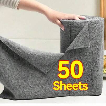 1/20/50Sheets Reusable Cleaning Wipe Household Kitchen Cloth Microfiber Towel Rolls Dish Rags Wash Paper Towel Replacement Microfiber Cleaning Cloth Roll