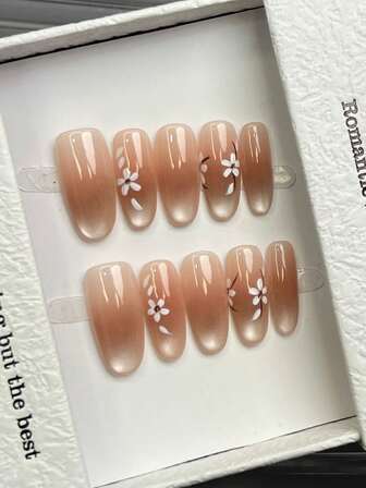 10ชิ้น เล็บแฮนด์เมด ทรงไข่ เล็บอะคริลิคแบบกด ขนาดกลาง, เล็บสีชมพูมินิมอล ไล่สี, ลูกแก้ววิบวับ, ลายดอกไม้เรียบง่ายวาดด้วยมือ, เล็บปลอมทำมือเรียบหรูดูแพงสำหรับฤดูใบไม้ร่วง, สไตล์โมเดิร์น, เล็บอเนกประสงค์ DIY สำหรับงานปาร์ตี้, ใช้ได้ทุกวันและออกเดท, เหมาะสำหรับพักผ่อนที่ชายหาด, ใช้ซ้ำได้, สำหรับผู้หญิงและเด็กผู้หญิง เป็นของขวัญ อุปกรณ์ทำเล็บ