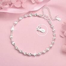 1件925纯银闪亮扭纹链吊坠，男女通用手链，时尚首饰，适合婚礼、派对、圣诞节、生日等场合佩戴