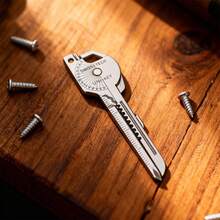 8-In-1 Keychain Multitool, Portable Screwdriver, Folding Mini Knife & Survival Gear Accessories, EDC Carabiner Organizer - Silver - View 1