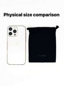 CHANEL Black Drawstring Soft Padded Makeup Bag, Flannel Fabric Cosmetic Storage Organizer, Multi-Functional Travel Pouch - Black - View 4