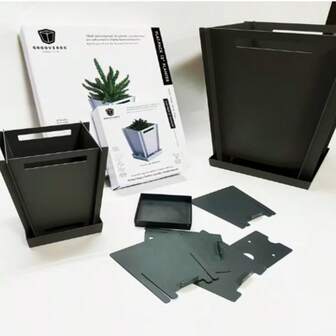 GROOVEBOX 1 pieza Maceta de planta ensamblada, macetas de diseño compacto, modular, de metal, portátil para interior/exterior, contenedor de plantación transpirable y humidificante, macetas de flores para decoración del jardín, regalo familiar de Navidad y Año Nuevo 2026 de 6 pulgadas