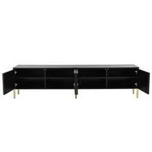 Black TV Cabinet, 190 Cm (L) X 38 Cm (W) X 48 Cm (H), Gold Table Legs - Black - View 6