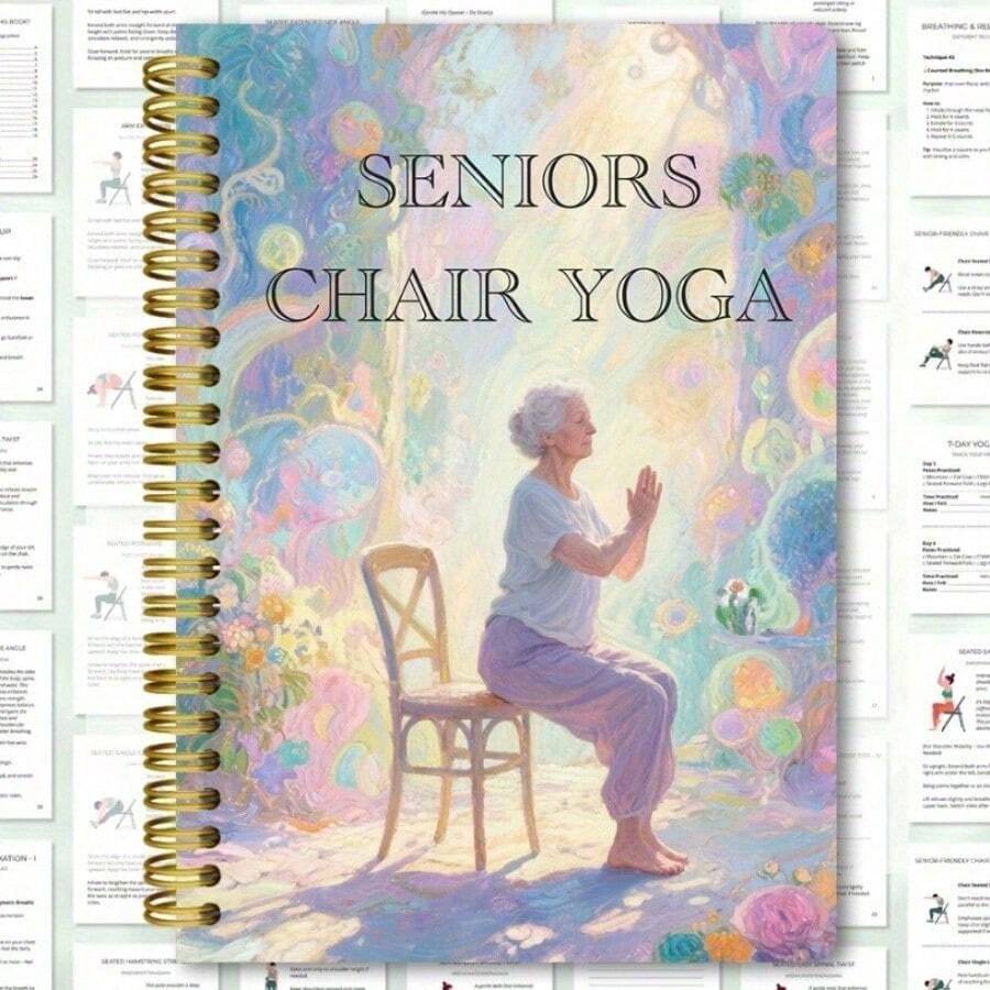 30 Day Elderly Chair Yoga Book, Including Printable Charts And Hard Covers - Gentle Chair Exercise Posture, Suitable For Home Fitness, Flexibility Training, Safety Guide And Illustrated Postures (Elderly Chair Yoga, Yoga Routines) - Ideal Gift, Office Exercise, Pinyin Exercise Book, Yoga Book, Exercise Book, English Exercise Book, Health And Wellness, Health And Fitness, Back Exercise, Back Stretching Board, Home Pilates, Gym Exercise Book, Fitness Book, Reflex Training, Back Trainer, Wall Exercise, Health Resources, Physical Therapy, Elderly Activities, Physical Therapy Equipment - CP-194 - 查看 1