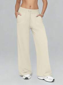 6pecil 女士阔腿休闲裤，带口袋，瑜伽运动裤，高腰宽松裤，飘逸长裤，春夏休闲裤，女士运动裤 白色 - 白色 - 查看 10