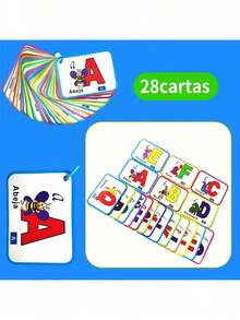TEENYBABY 28 Spanish Learning Flashcards Set (4.33" X 5.9") - Includes Animals, Numbers And Letters - Double-Sided Design, Fun Memory Cards (Random Ring Color) - Blue - View 3