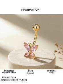 1pc Fashionable Butterfly Navel Piercing Ring, Suitable For Daily Wear, Beach, Party And Other Occasions