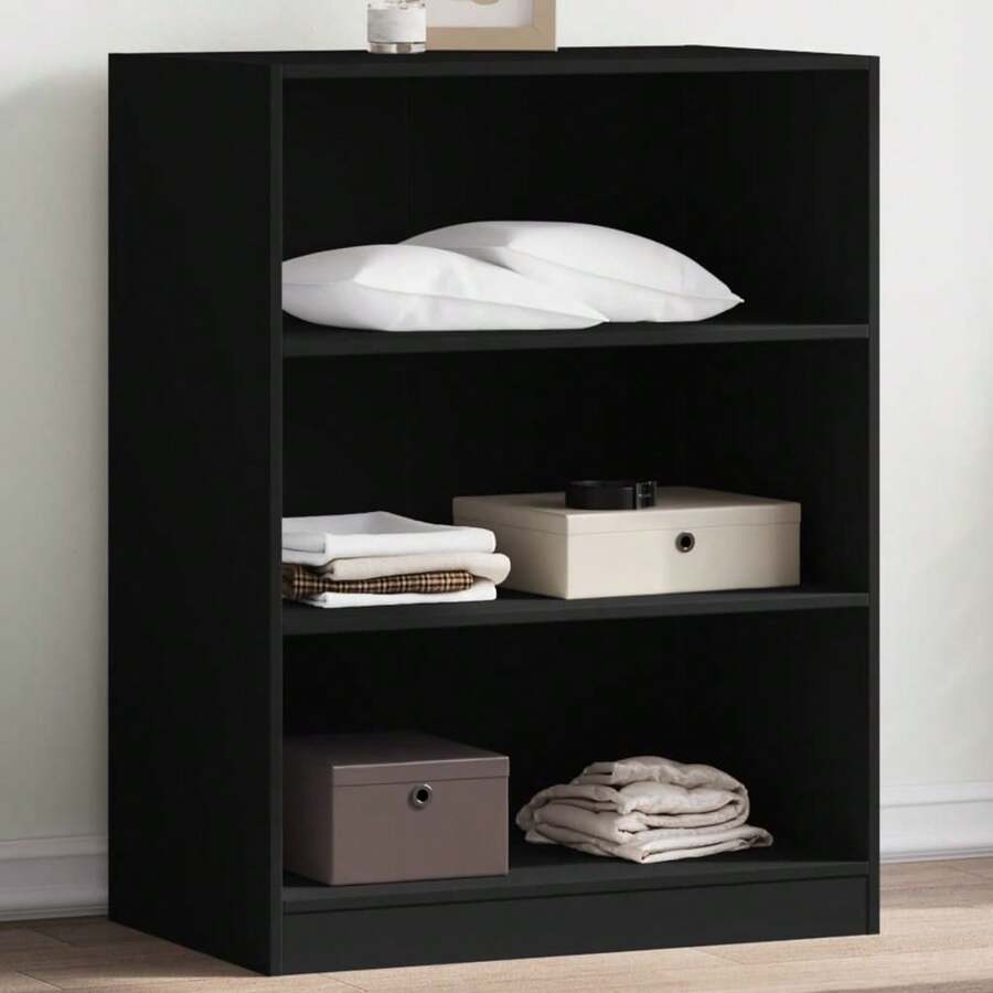 Wardrobe Black 77x48x102 Cm Engineered Wood - Black - View 1