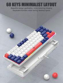 Bàn phím cơ chơi game K68 3 màu, 68 phím, có dây, có đèn nền, thiết kế công thái học dành cho PC/Laptop, phù hợp cho game thủ, nhiều lựa chọn màu sắc. - Nhiều màu - Xem 3