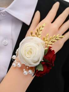 658 - Beige + Burgundy