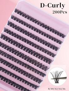 200 piezas de racimos de pestañas de volumen 80D, racimos de pestañas súper suaves de 8-16 mm, extensiones de pestañas en racimos con rizo D, pestañas de ojo de gato esponjosas individuales para principiantes - D - Ver 3