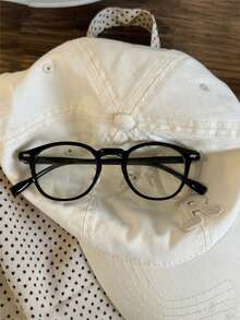 1副透明镜片眼镜，黑色长方形无度数眼镜，男女通用时尚配饰，PC（聚碳酸酯）镜框和镜片 - 黑色 - 查看 2