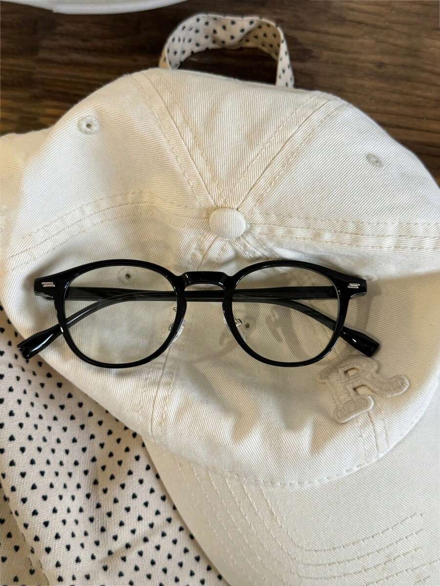 1副透明镜片眼镜，黑色长方形无度数眼镜，男女通用时尚配饰，PC（聚碳酸酯）镜框和镜片