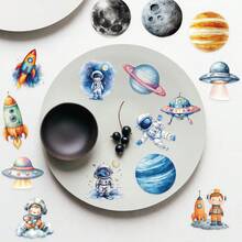 50PCS Transparent Stickers Cartoon Planet Stickers Space Stickers Astronaut Stickers Funny Graffiti Stickers For Water Bottle, Hydroflask, Guitar, Luggage, Phone, Case, Laptop, Skateboard, Gift - Multicolor - View 5