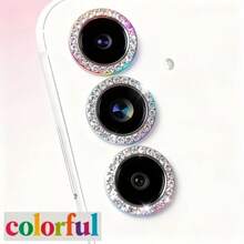 Camera Lens Protector Film Compatible With Samsung Galaxy S25Ultra/S25Plus/S25FE/S24Ultra/S23/S22Ultra/A05s/A06/A14/A15/A16/A24/A25/A34/A35/A54A55 - [Anti-Drop] Tempered Glass Camera Lens Protective Cover Applicable To Daily Shield, Office, Home Daily Shield Office Home Phone Camera Cover Sparkling Crystal Waterproof Shockproof Anti-Fall Scratch Resistant - Purple - View 9