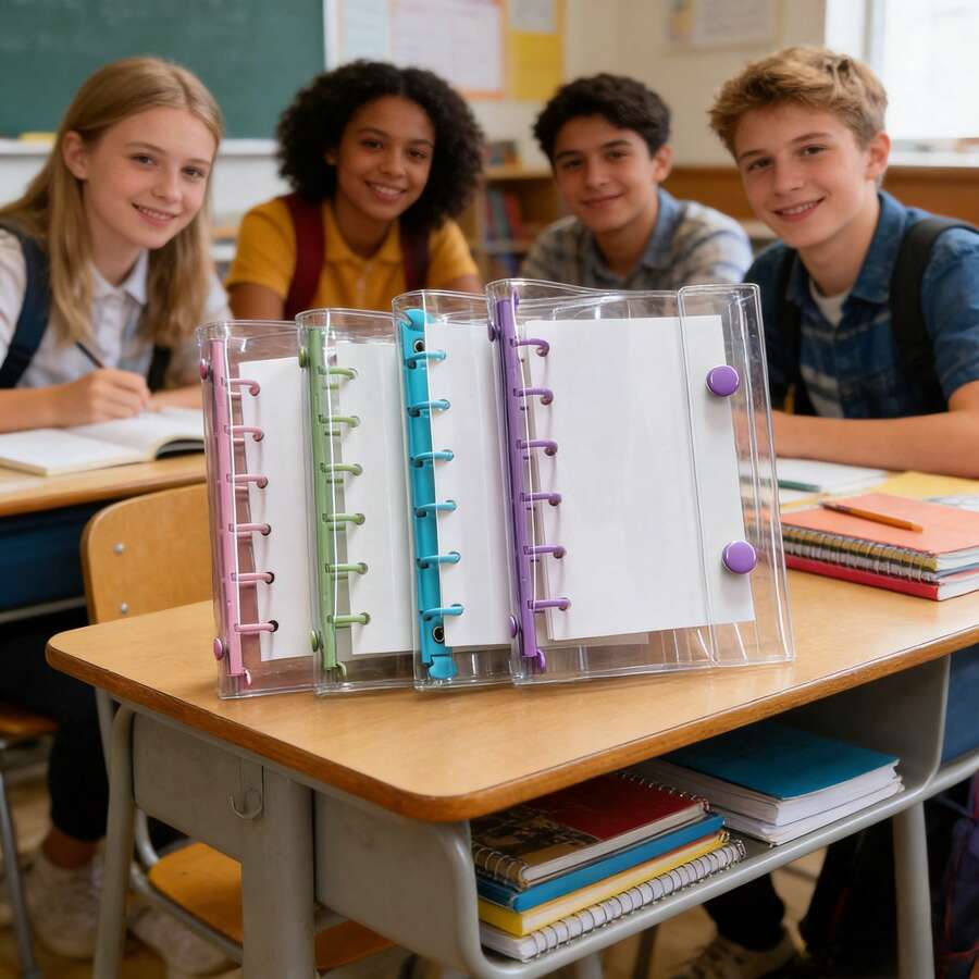 1pc A6 Size Portable Transparent Loose Leaf Binder, Can Be Used As Transparent Sticker Book, Sticker Album, Photo Storage Bag, Photo Album, Budget Planner, Diary, Notebook, Office Supplies - Multicolor - View 1