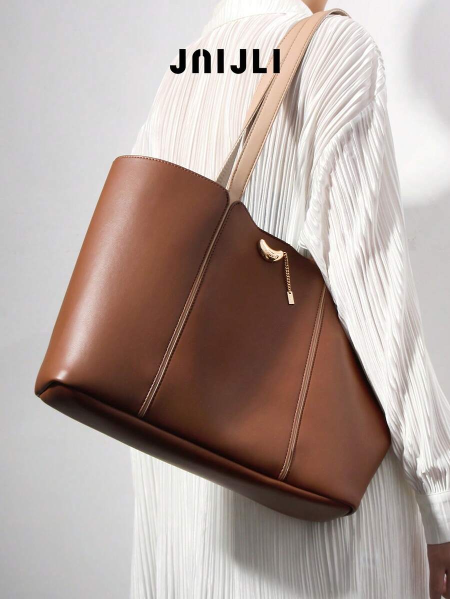 Brown Leather Tote Purse Women Stylish Handbag Cross Body Bag Travel Essential Casual Daily Use Bags Vintage Sling Bag Summer Fashion Handbags Mini Purses Practical Shoulder Bag Metal Charm Tote Bag Ladies Daily Purse Versatile Crossbody Shoulder Bag Spacious Leather Handbag Must-Have Outfit Accessory Everyday Use Fashion Purse Contrast Strap Shoulder Bag - 棕色 - 查看 1