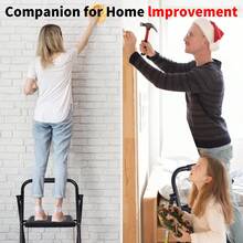 2 Step Ladder, Portable Folding Step Stool With Wide Anti-Slip Plastic Pedal, Sturdy Steel Ladder, Convenient Handrail, Lightweight, Black Steel Step Stool - 兩步 - 查看 6