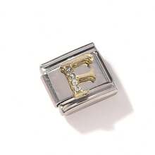 1pc DIY Modular Bracelet With Letter Elements, Crystal Rhinestone Design, Urban Casual Style, Decorative Essential, Muted Autumn Tones, Local , Practical Fashion, Charming Look, Stainless Steel Jewelry, Autumn Office Style, Party Outfit Guide