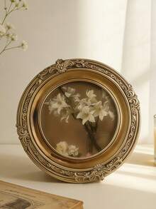 1个复古树脂相框，照片架，金色椭圆形相框 – 法式乡村风格家居装饰 - 彩色 - 查看 1