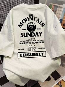 Japanese Style Women's Loose Crew Neck Casual Versatile Letter Print Short Sleeve T-Shirt, Spring/Summer - Light Gray - View 4