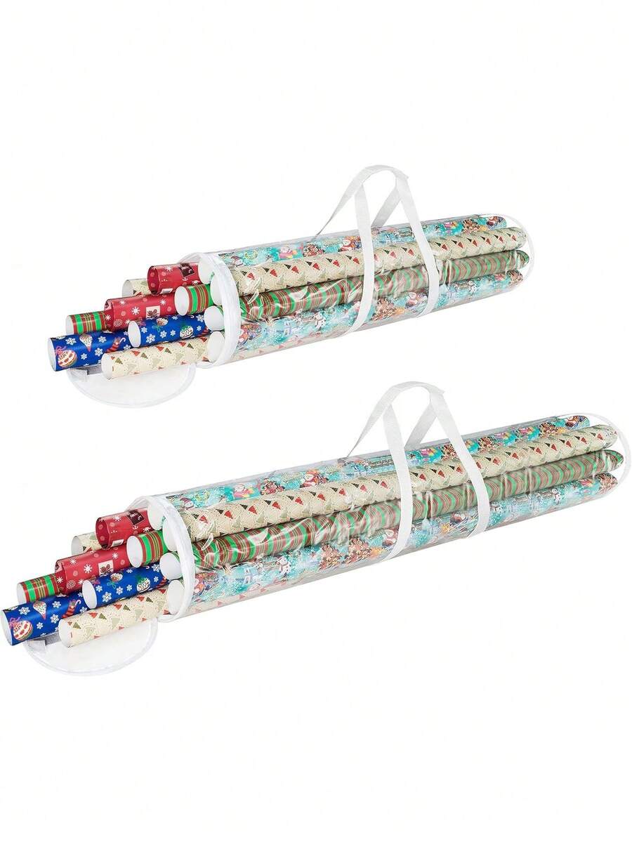 - Bolsas de Almacenamiento en Rollo de Papel de Regalo de 31 Pulgadas y 40 Pulgadas de Largo, Bolsas Transparentes con Asas, se Adapta a hasta 25 Rollos de Papel de Regalo en Cada Bolsa,37414059 - Multicolor - Ver 1