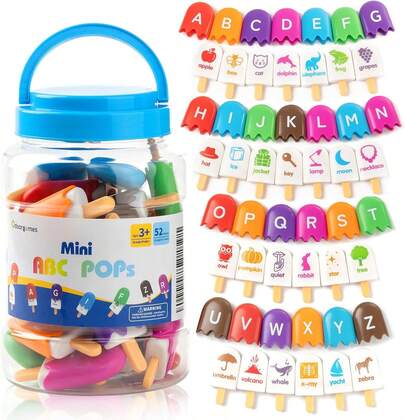Tendencia52 PC de paletas del alfabeto ABC – Juguetes para el aula, juguetes educativos preescolares para aprender alfabeto - Divertido y atractivo juego de combinación de alfabetoCalidad premium