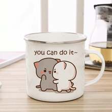 Nueva taza esmaltada de gato melocotón y Goma, taza para café, té, lindo animal, desayuno, postre, leche, taza de agua, regalo para pareja - 21 - Ver 9