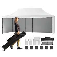Toldo desplegable 10 x 20 ft con paredes laterales removibles, cenador portátil con bolsa con ruedas - resistente a UV e impermeable - tienda de campaña cerrada - Blanco - Ver 2