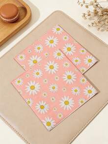 48 piezas de servilletas de 13" X 13" con tema de margaritas - Estampado de margaritas frescas, material de papel, estilo suave y curativo, adecuado para picnic de primavera, té de la tarde de primavera, fiesta de cumpleaños y uso diario - Multicolor - Ver 7