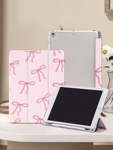 黑色蝴蝶結保護殼，相容 iPad Air 4/5 10.9 吋、7/8/9 代 10.2 吋，內建筆槽，相容 Tab S6 10.4 吋、Tab A7 Lite 8.7 吋，返校季、情人節、新年禮物 - 粉色 - 查看 4