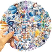 50PCS Transparent Stickers Cartoon Planet Stickers Space Stickers Astronaut Stickers Funny Graffiti Stickers For Water Bottle, Hydroflask, Guitar, Luggage, Phone, Case, Laptop, Skateboard, Gift - Multicolor - View 4