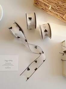 10 Yards (9 Meters) 1 Roll Black & White Heart Pattern Ribbon - Elegant Gift Wrapping And Floral Ribbon, Suitable For Christmas, Halloween, Thanksgiving, Easter And Other Holidays - Decorative Ribbon, Applicable For Various Occasions, Gift Wrapping Ribbon - Multicolor - View 4