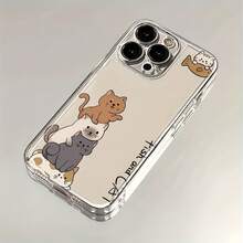 Estuche de teléfono creativo y divertido con cinco gatitos, adecuado para Apple para for  11/12/13/14/15/16 y para for  16/15/14/13/12/11 Pro Max Plus.Un regalo perfecto para novias, novios, Día de San Valentín, Navidad y Pascua.Espacio - Transparente - Cinco gatitos pequeños - Color mezclado 1-1247 - Ver 1