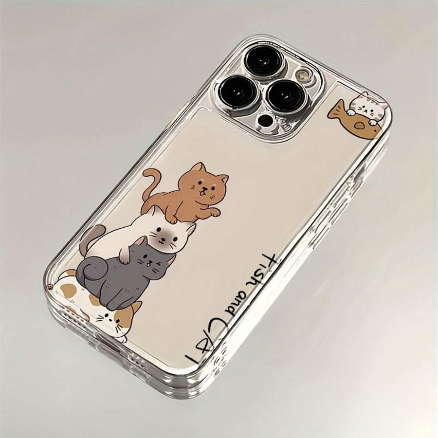 Estuche de teléfono creativo y divertido con cinco gatitos, adecuado para Apple para for  11/12/13/14/15/16 y para for  16/15/14/13/12/11 Pro Max Plus.Un regalo perfecto para novias, novios, Día de San Valentín, Navidad y Pascua.Espacio - Transparente - Cinco gatitos pequeños - Color mezclado 1-1247 - Ver 1