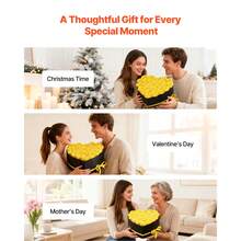 Forever Flowers, 27 Preserved Roses In A Heart Shape Box, Eternal Flowers Immortal Bouquet Birthday Present For Women Her Wife Mothers, Anniversary, Valentine's Day,Christmas, Yellow - Yellow 27 Roses Heart Shape Box - View 5