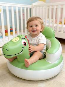 1pc Foldable Inflatable Baby Sofa With Cute Duck & Bear Design, Anti-Slip Bathtub Seat For Infant Sitting & Bathing
