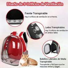 Mochila de Transporte para Mascotas Portátil de Viaje - Mochila Viaje para Gatos y Perros, Bolsa de Gato Espacial, Mochila Transportadora para Mascotas, 31 * 26 * 41CM, Rojo,37423956 - Púrpura polvoriento - Ver 5