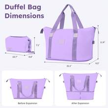 三件套登机行李箱：20英寸航空认证硬壳行李箱，带静音万向轮+手提袋+洗漱包，轻便旅行套装，适用于飞机、商务、休闲旅行、短途旅行和日常使用。行李箱、拉杆箱、万向轮行李箱、旅行箱、旅行箱、行李箱、带轮登机箱、旅行必备、耐用、男女通用、度假、商务出行、大容量、旅行必备、旅行配件、旅行收纳、旅行用品 - 紫色 - 查看 4