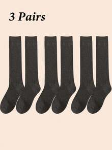 3 Pairs Men's Thick Thermal Thermal Lined Long Socks, Warm For Autumn/Winter - Multicolor - View 28