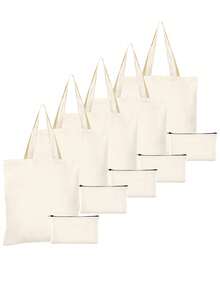 2pcs/Set, Large Capacity Lightweight Blank Tote Bag & Zipper Pouch Combo Set, Suitable For DIY Cross-Stitch, Embroidery, Painting, Heat Transfer Printing, Multi-Purpose Shopping Bag, Book Bag, Stationery Organizer, Ideal For School, Party, Gym, Camping, Holiday Celebrations, Gifts - Multicolor - View 56